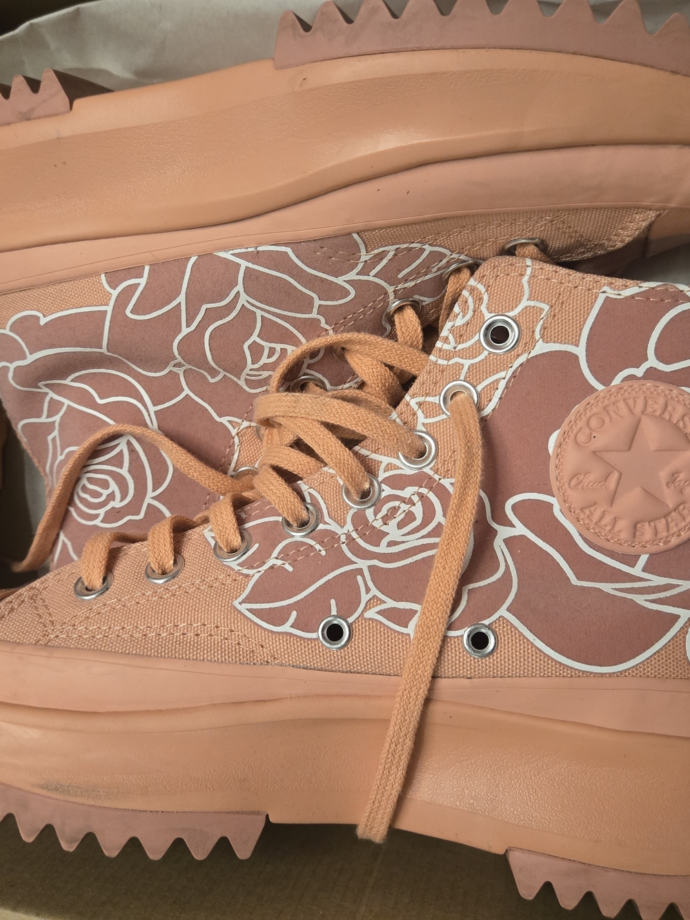 Converse Women’s High-Top Platform Sneakers in Peach and Rose